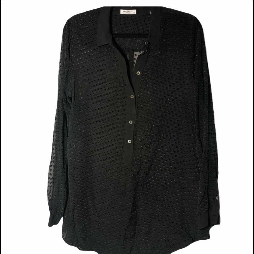 Equipment Femme Blouse SM Sheer Polka Dot LS